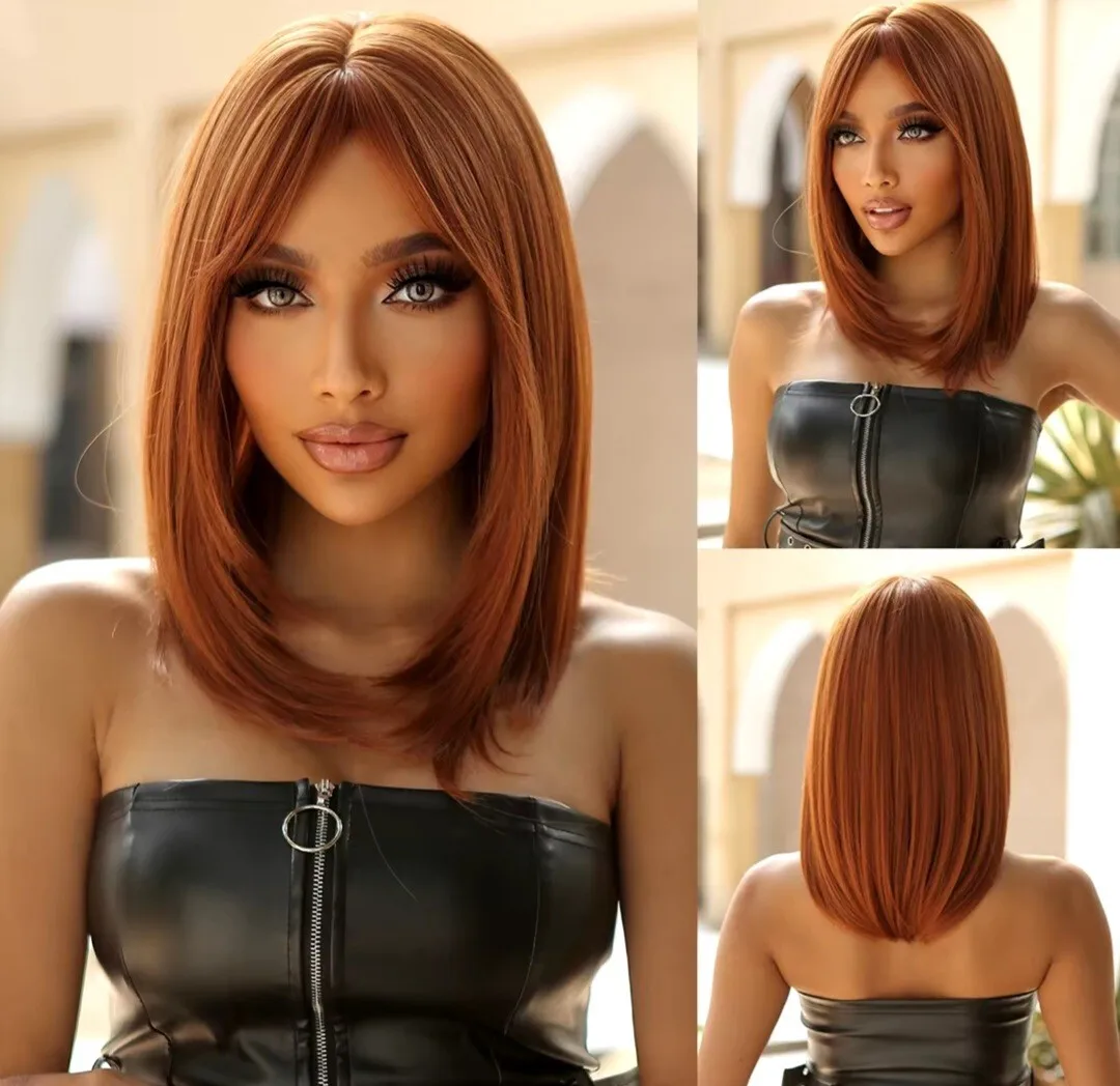 

Ginger Auburn Short Straight Synthetic Wig Bob Women Cosplay Crossdress UK