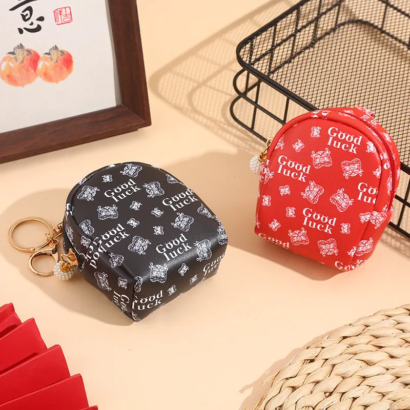 Cartoon Chinese Good Luck Schoolbag Shape Coin Purse Keys Card Holder Wallet Money Bags Earphone Lipstick Case