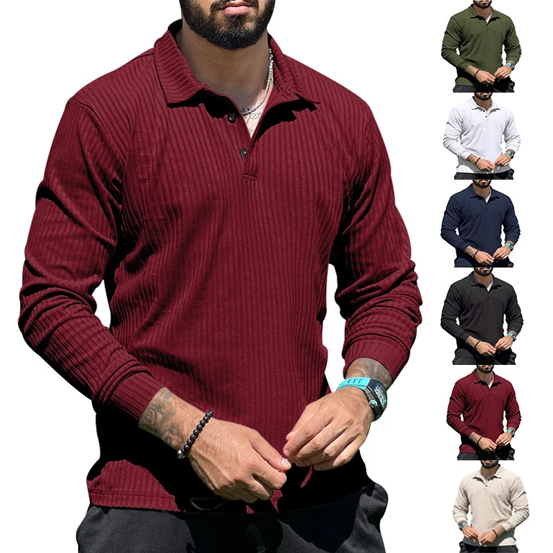 

"2025 Men's Slim Fit Long Sleeve Polo Shirt Breathable Casual Tee Autumn Active Wear"