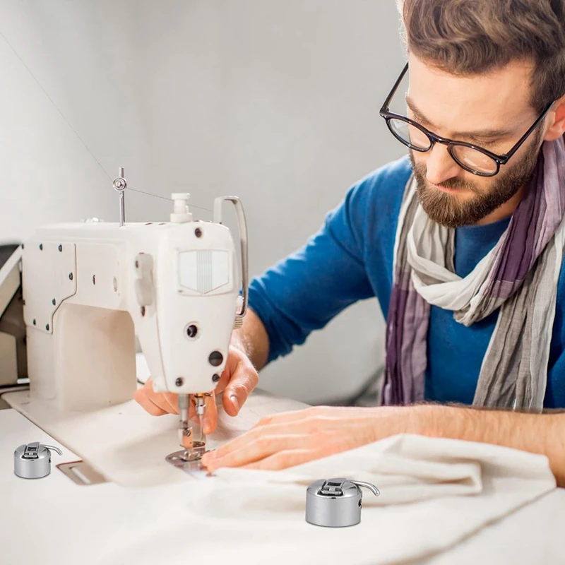 16 Pcs Sewing Machine Bobbin Case Spare Stainless Steel Bobbin Case Silver Metal Sewing Machine Accessories