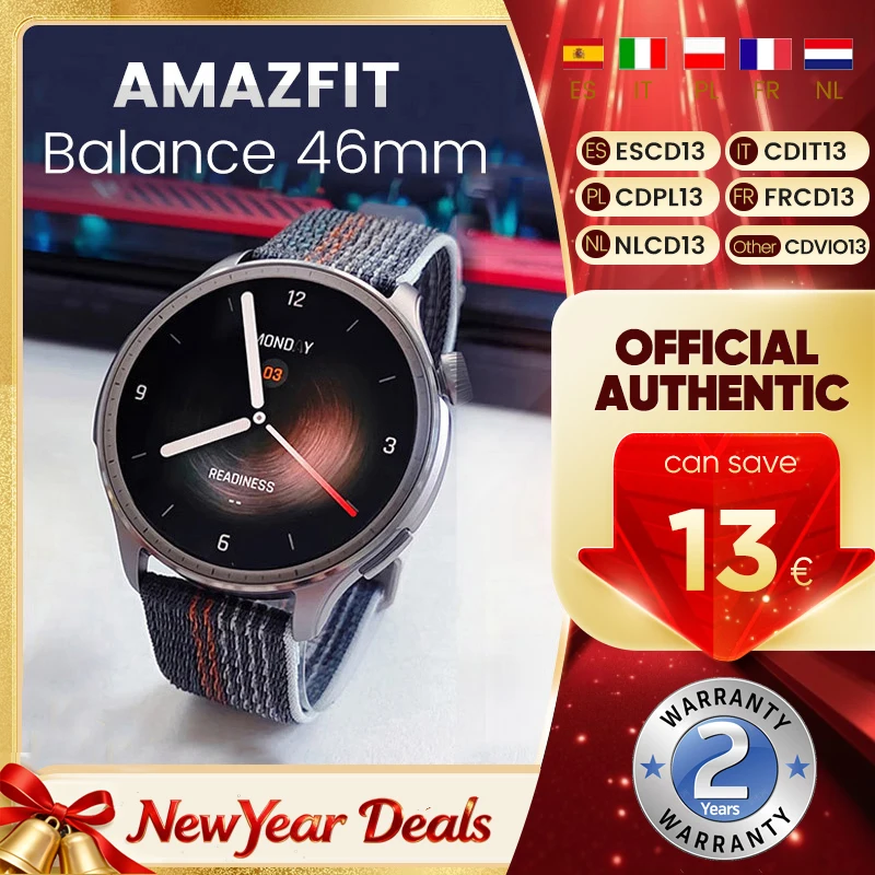 Amazfit Balance 46mm Smartwatch 1.5 ''AMOLED affichage 14 jours d'autonomie de la batterie 150 + Modes sportifs pour téléphone Android iOS Zepp OS 3.0