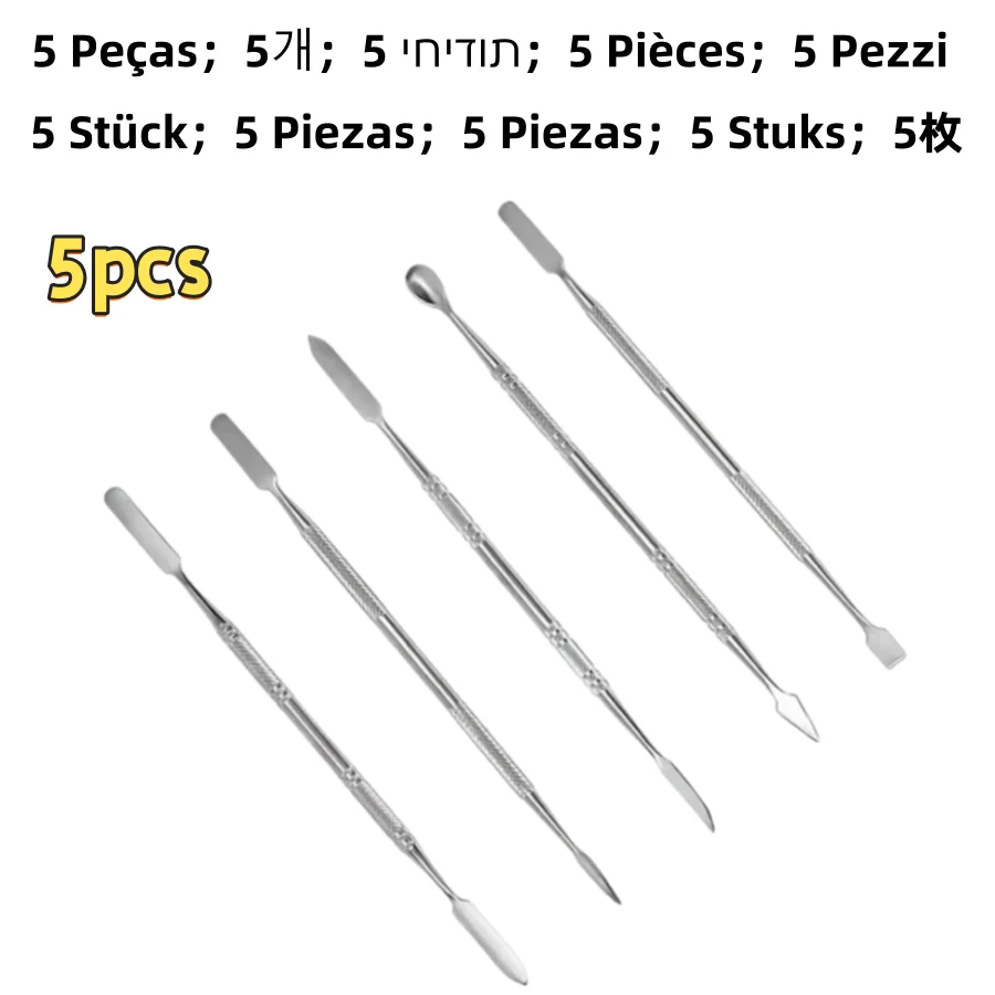 PHYHOO 5pcs Stainless Steel Wax Carving Kit Dual-Ended Sculpting Tools for Wax Clay Polymer Modeling Professional Art Craft Set