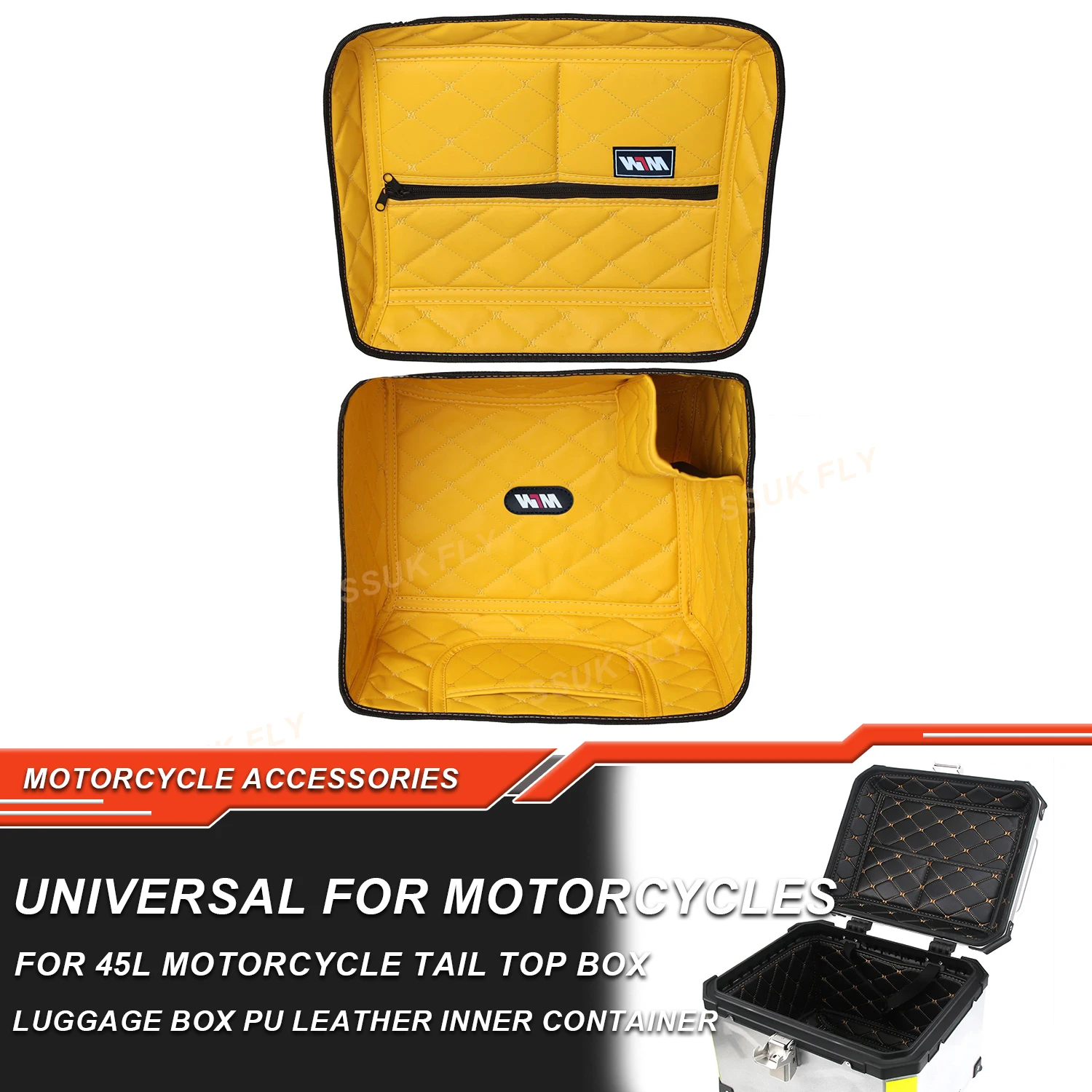 45L Universal Motorcycle Top Box Rear Trunk Cover Pad Tail Luggage Case Toolbox Inside Liner Inner Lining Cushion PU Leather