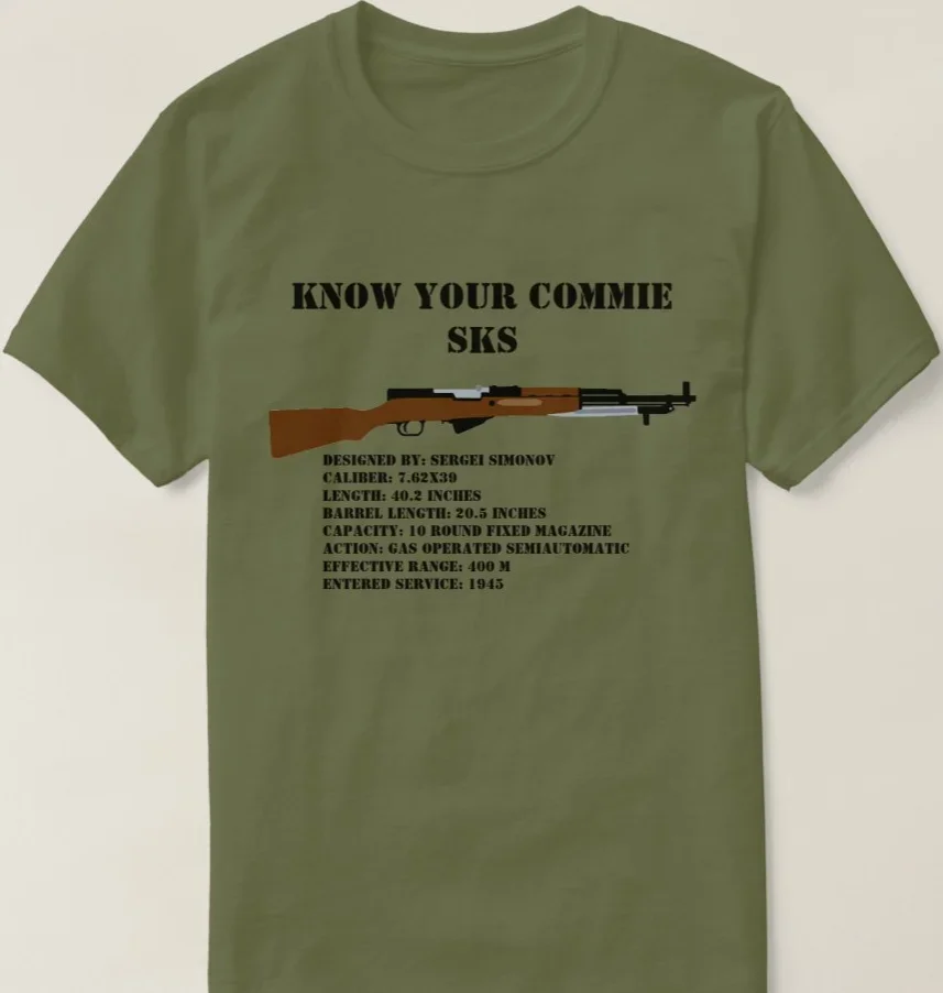 ليس جميع المسدسات الروسية هي بعض أنواع AK. روسيا السوفياتي SKS بندقية تي شيرت جديد 100% القطن قصير الأكمام س الرقبة عادية قميص رجالي #4