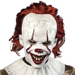 Horror Pennywise Joker Mask Cosplay Scary Creepy Evil Demon Clown Killers Latex Helmet Halloween Carnival Party Costume Props