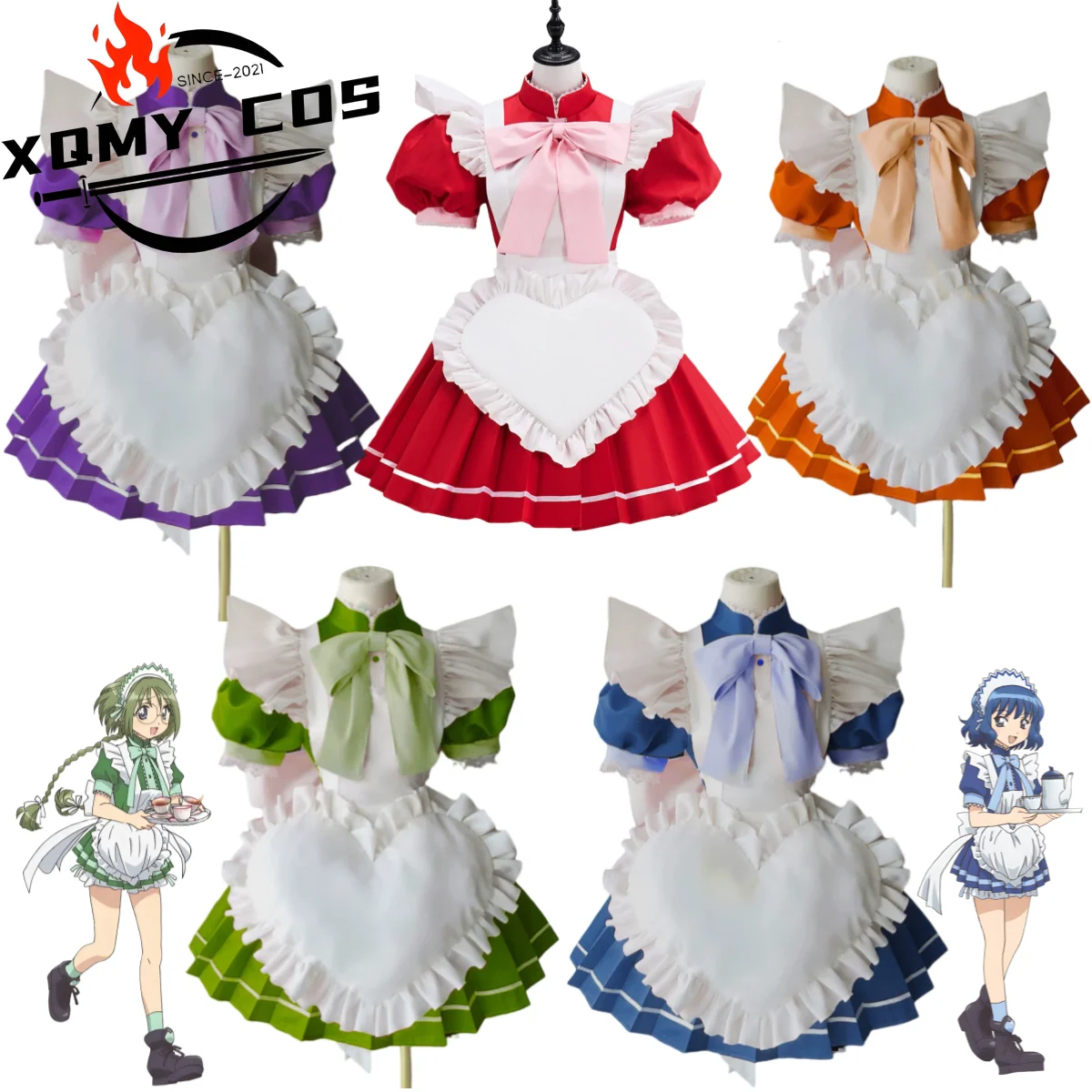 

XQAnime Tokyo Mew Mew Momomiya Ichigo Aizawa Minto Midorikawa Retasu Koushirou Midorikawa Retasu Cosplay Costume Maid Dress Suit