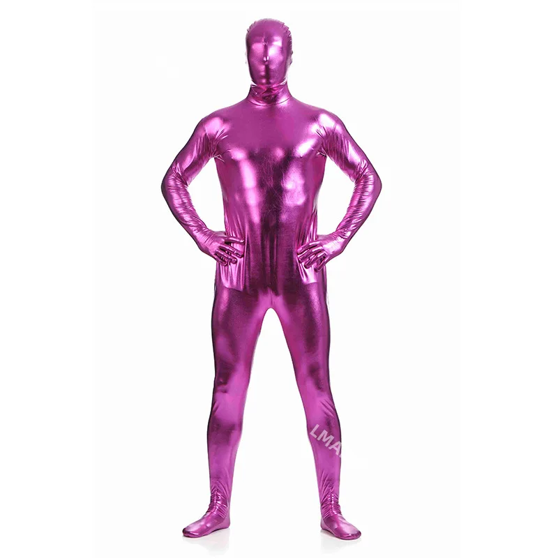 Costume de batterie IQUE dex métallique Catsuit brillant Sexy Unisex Zentai Full Body imbibé Costume Party Backing Look One Piece Unitard S-3XL