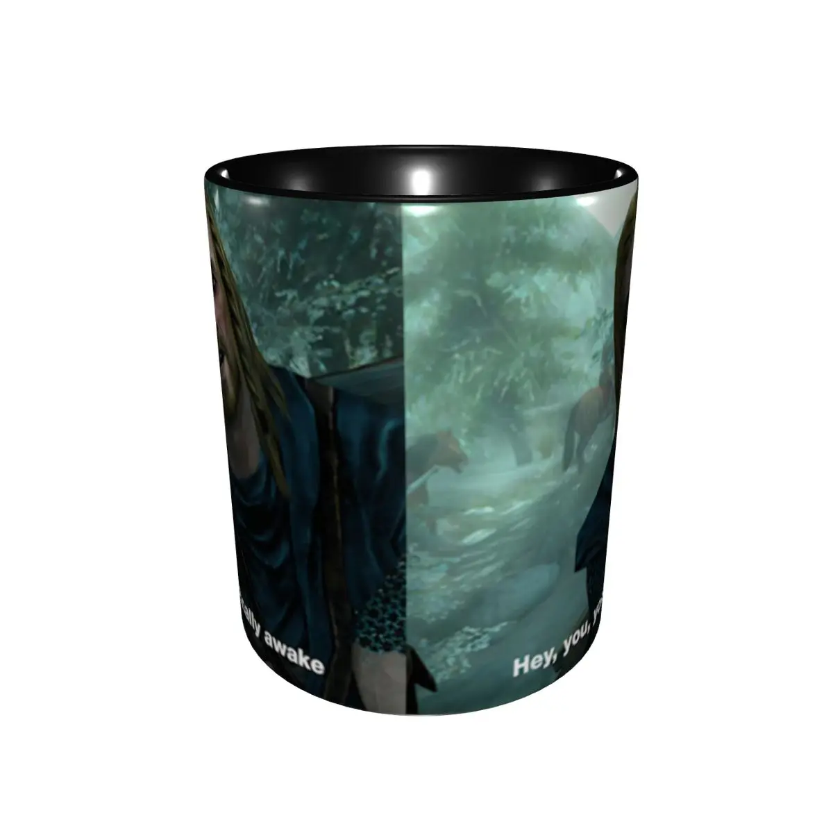 Hey You You'Re Finally Awake Skyrim Mug Funny Ceramic Coffee Cups Tea Mugs Milk Cup Drinkware Gift for Friends DIY Custom