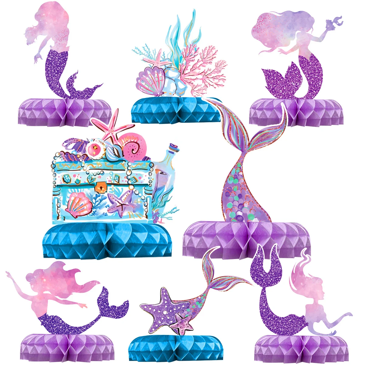 Little Mermaid Party Decoration Mermaid Disposable Tableware Happy 1st Birthday Party Decorations Kids Baby Shower Girl Supplies