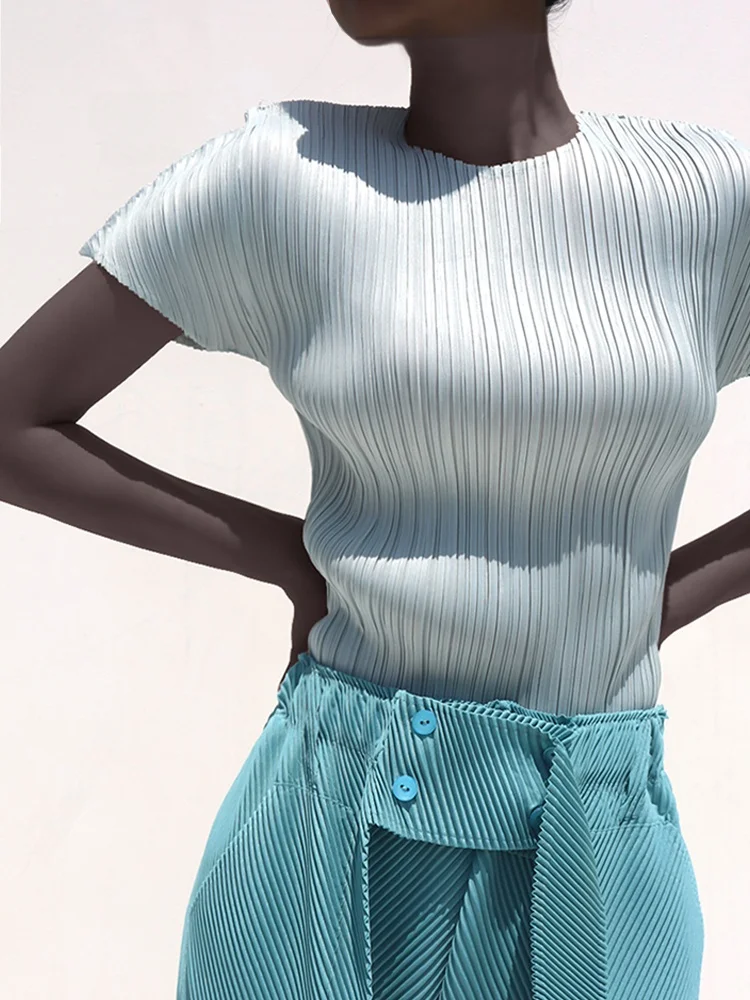 

Folded oulder ort Sve T-irt Women's Slim Fit Summer Slimming Inner Wear High End Small ence Design Commute Sle