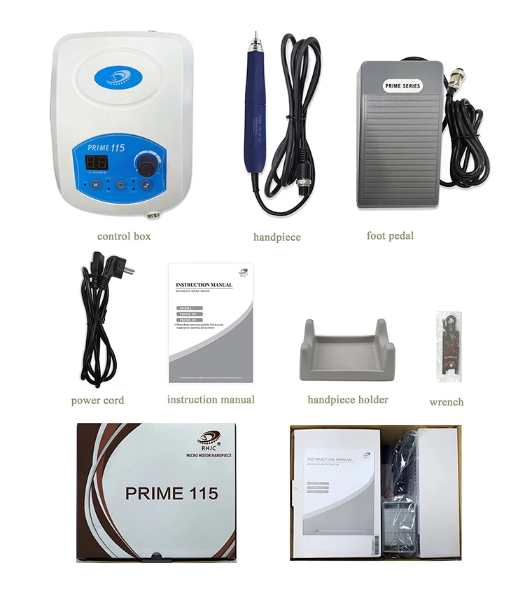 RHJC PRIME 115 Bürstenloser Mikromotor 50000 U/min 210W 7,2 N.cm Schmuck-Gravur Polierwerkzeug Dentallabor Rotationswerkzeug – Detail 3