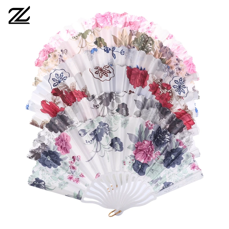 Abanico plegable con estampado de flores Retro para mujer, ventilador de baile clásico, Cheongsam portátil, regalos de decoración de boda