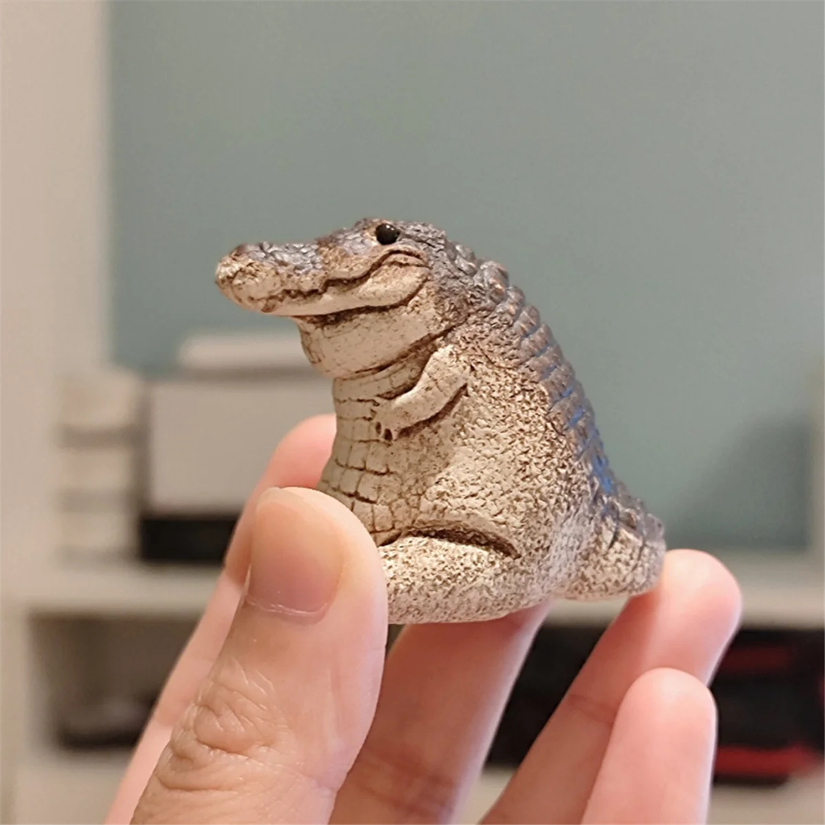 Posąg aligatora Ornament, Tea Pet aligator figurka figurka zwierząt ogrodowych, wystrój żywiczny