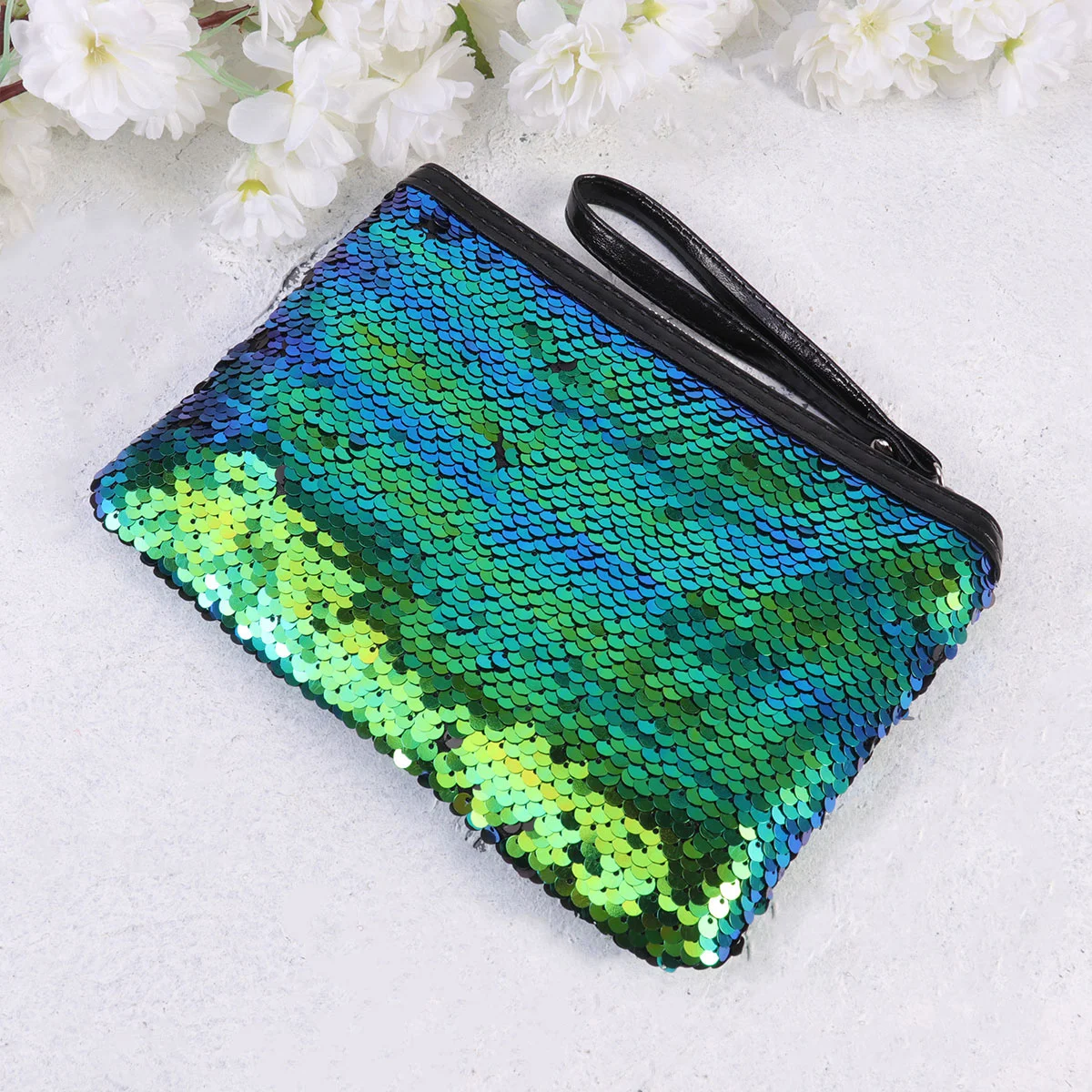 Kulturbeutel Paillette Handtasche Mode Make-up Change Pailletten Bunt