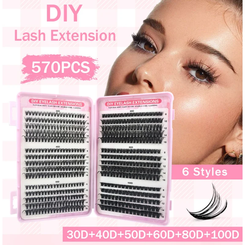 30-100D Multi-Density DIY Lash Kit Anfängerfreundliche natürliche Wimpern mit verschiedenen dichten Stilen All-in-One-Cluster-Set