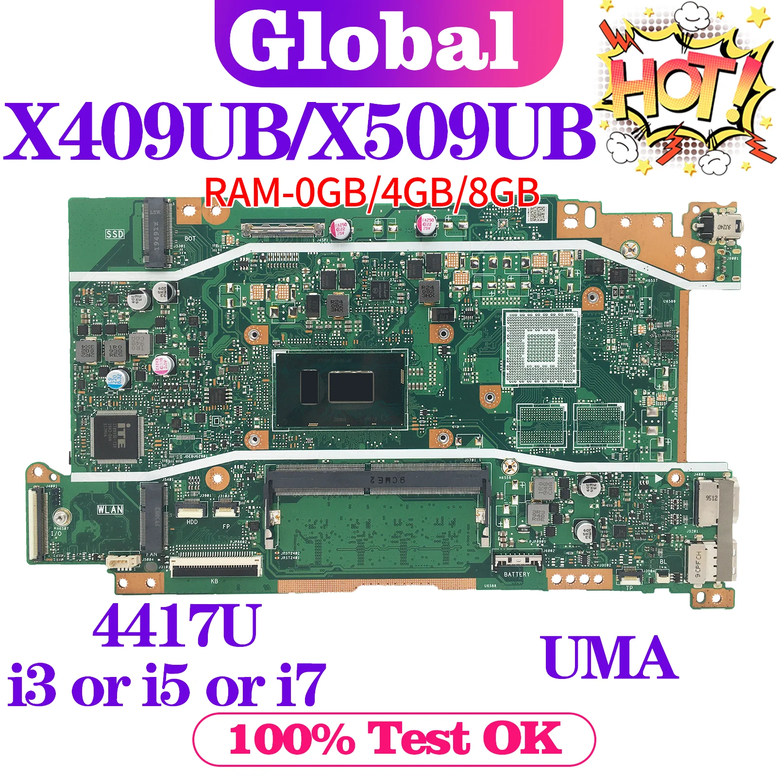 Материнская плата ASUS X409UB X409UA X509UA X509UB A409U A509U F409U F509U X409UJ X509UJ материнская плата для ноутбука i3 i5 i7 0 ГБ/4 ГБ/8 ГБ