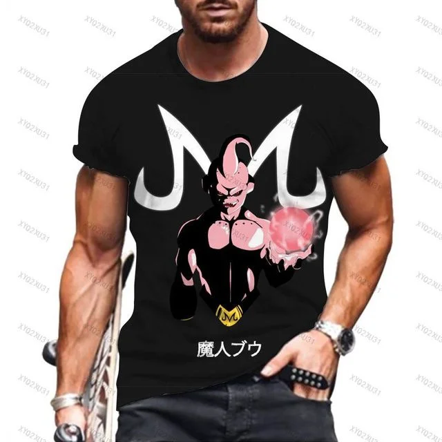 Dragon Ball masculino impresso Goku T-shirt, Vegeta Tops, estilo Harajuku, Streetwear, Tops, 2024