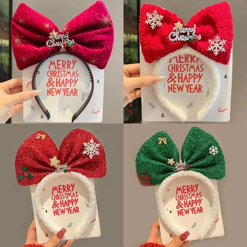 Kawaii عيد الميلاد عقال لطيف الكرتون القوس شجرة عيد الميلاد هيرباند مهرجان حفلة الحلو إكسسوارات الشعر فتاة هدية الكريسماس