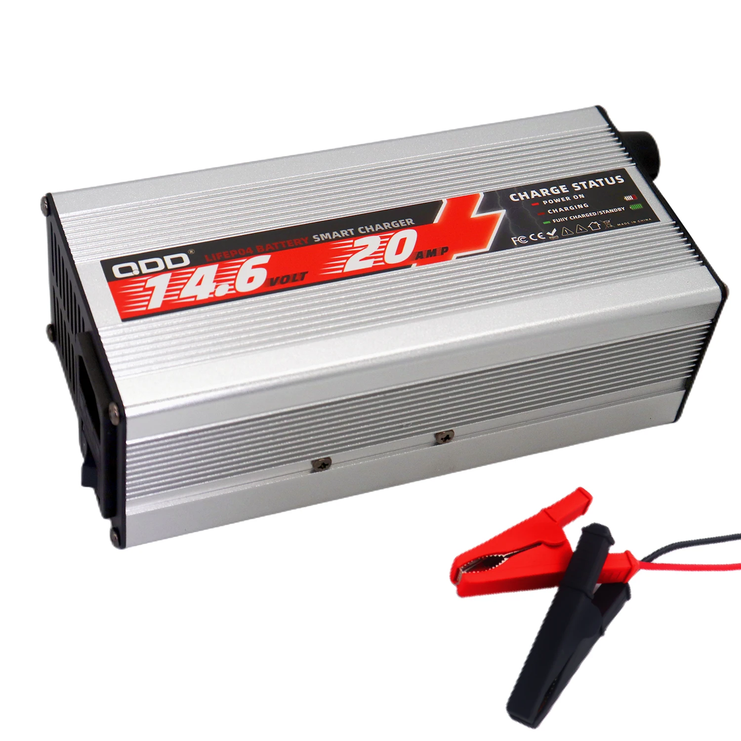 

14.6V 20A LiFePO4 Battery Charger Suitable for 4S 12.8V Lithium Battery Pack with Crocodile Clip Connector for Quick Charger