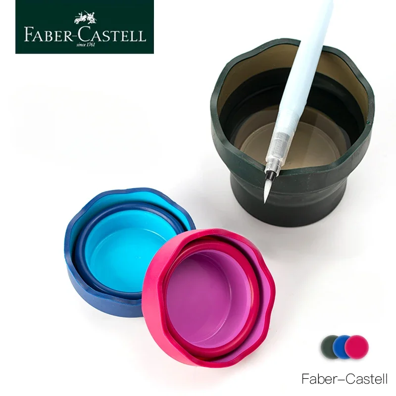 Faber-Castell Clic & Go Artist Water Cup Dark Paint Brush Washer Folding with Watercolor Pen Retractable Washing Brush Bucket