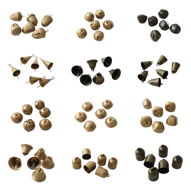 Antike Metallglocken zum Aufhängen, 6er-Set für Weihnachtsbaumkranz, 3 x – Detail 1