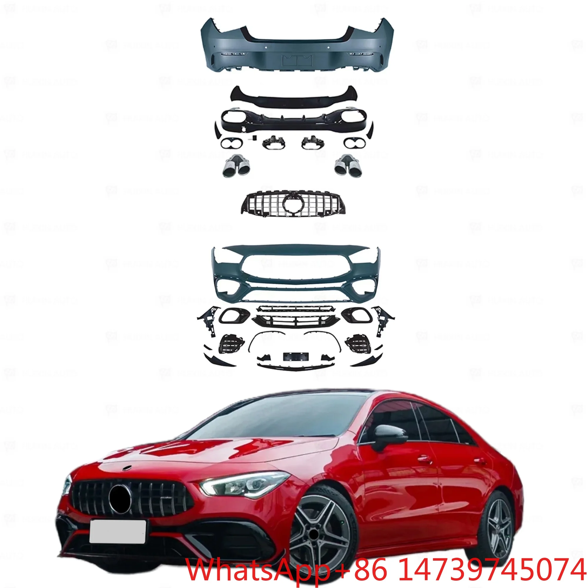 New Design CLA45 Body Kit W118 CLA Class 2019-2024 Upgrade Front Bumper Grille Side Skirt Rear DiffuserFull Car Body Kit Car Par