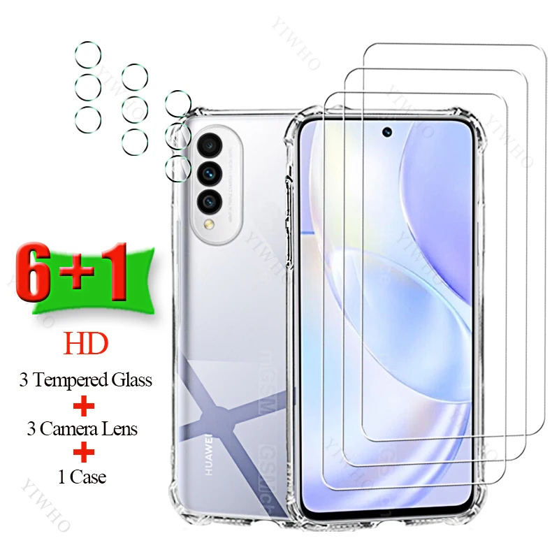 6+1 Tempered Glass Screen Protector for Huawei Nova 8i 8 SE 4G Youth Soft Case Camera Lens Cover for Huawei Nova 8se 8SEYouth 4g