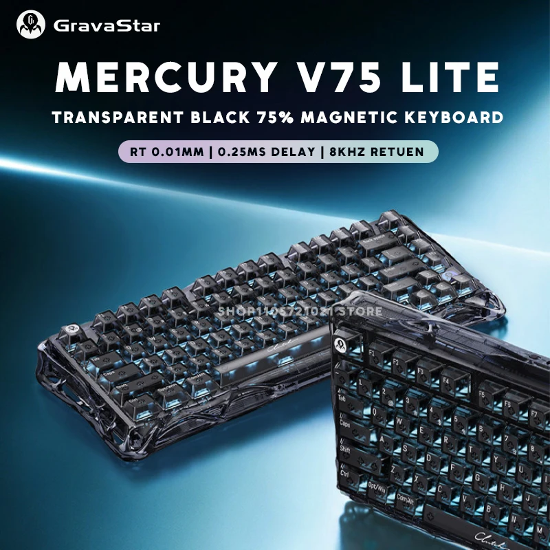Gravastar Mercury V75 Lite Magnetic Switch Mechanical Keyboard 75% Rapid Trigger 0.01mm 0.25ms Delay 8KHz Hotswap Gamer Keyboard