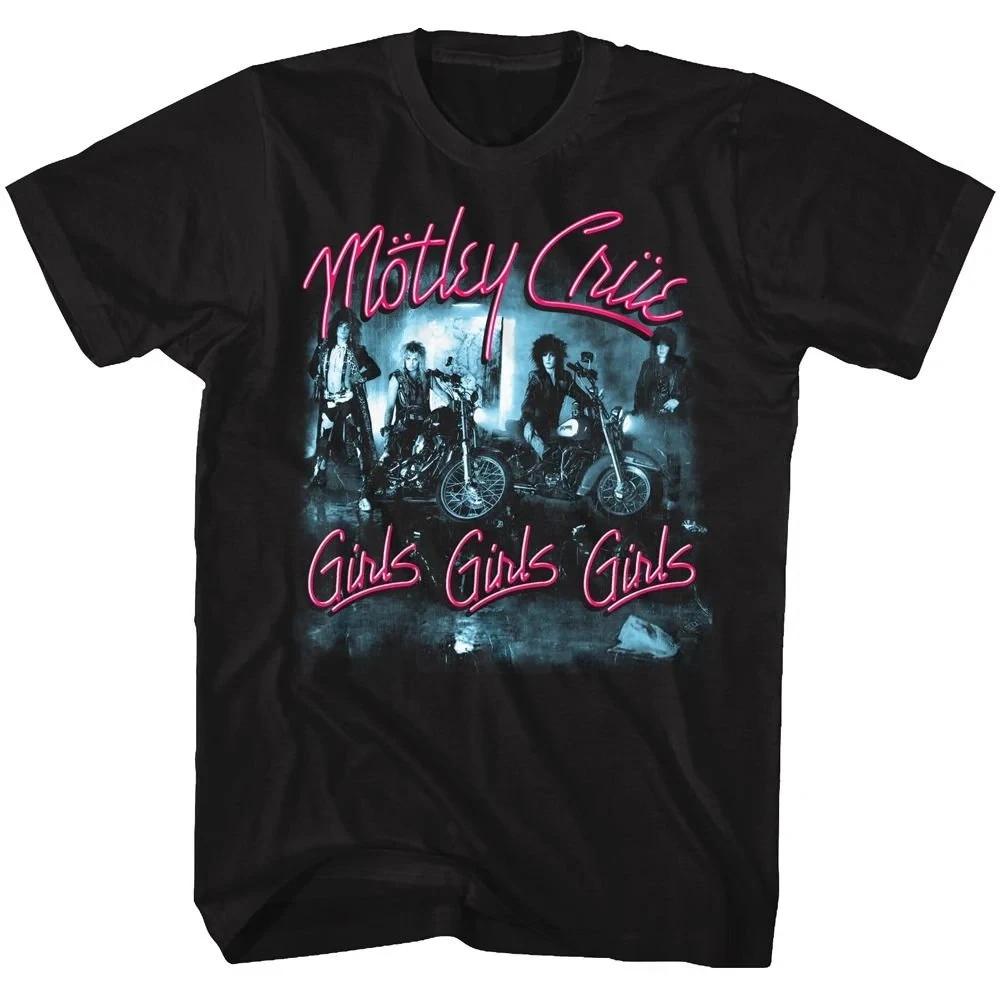 Camiseta clásica negra para adultos de Motley Crue Girls Girls, camiseta holgada y transpirable de verano para hombres y mujeres