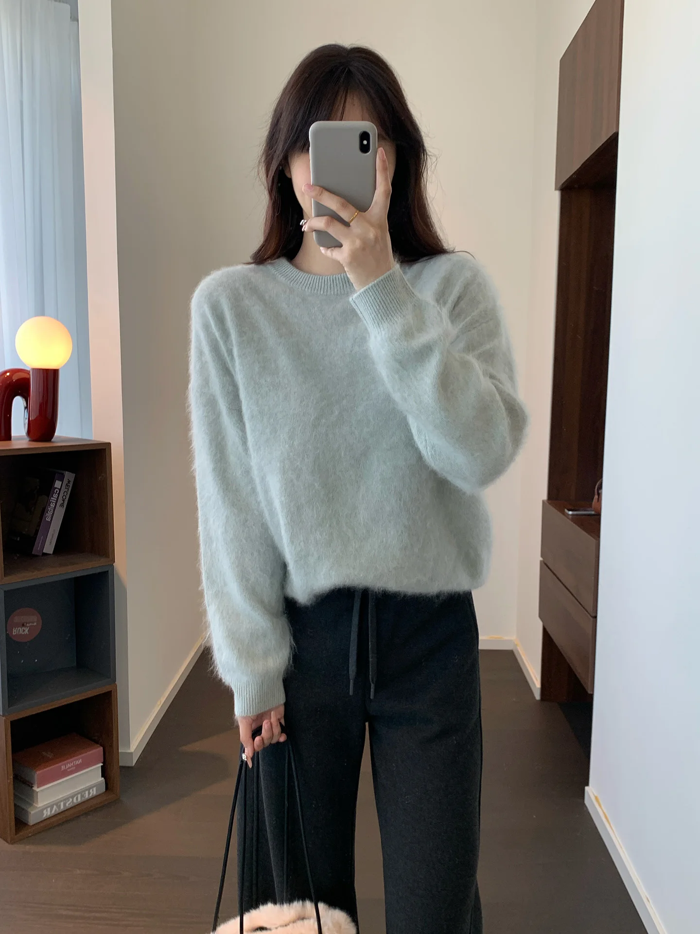 

e Knitted Long Sve Camere Wool Sweater Soft Cozy V-Ne Uni Crispirit Women's Winter Faion Warm Plu Fce