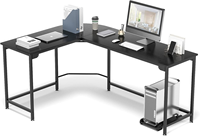 Modern L-Shaped Desk 58/66'' Corner Computer Desk Home Office Study Workstation Wood & Steel PC Laptop Gaming Table,Black