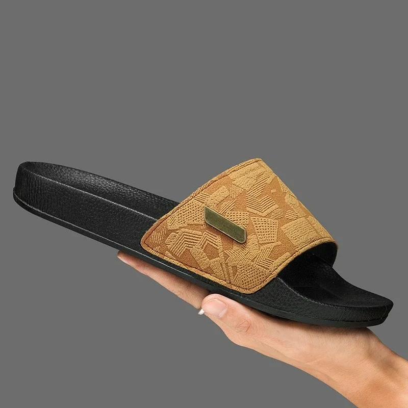 

Men Large Size Euro-American Style One Band Slides Summer, Light Non-slip Outdoor Beach Casual Slippers