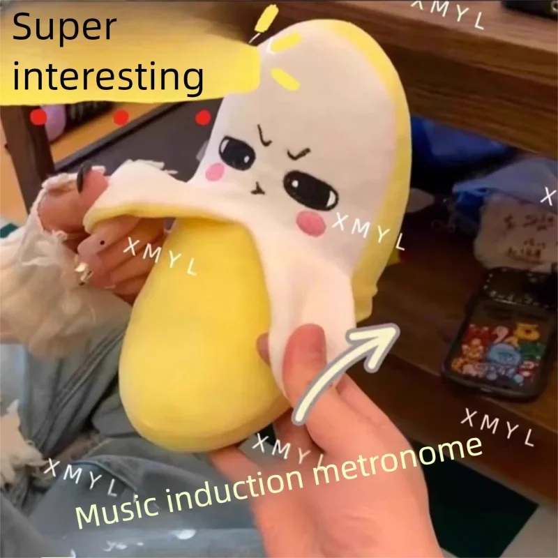 Banana Sensing Rhythm Piano Plush Toy Single Double Interactive Musical Toy for Kids Couples, Batteries Not Included