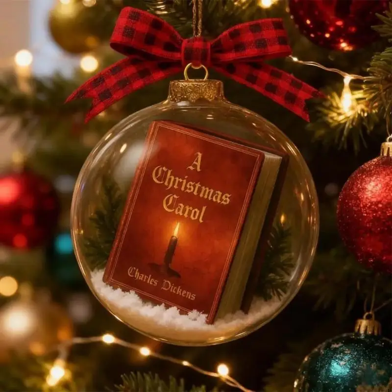 زينة كارول عيد الميلاد على شكل كتاب صغير زينة معلقة من الأكريليك الشفاف لشجرة العطلات وحفلات مهرجان المنزل والمكتب P9YB