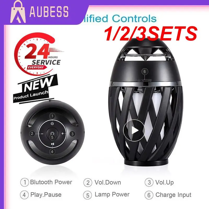 

1/2/3 компл. светодиодные колонки с пламенной лампой, уличный новый музыкальный плеер, мерцающий свет, беспроводной портативный динамик