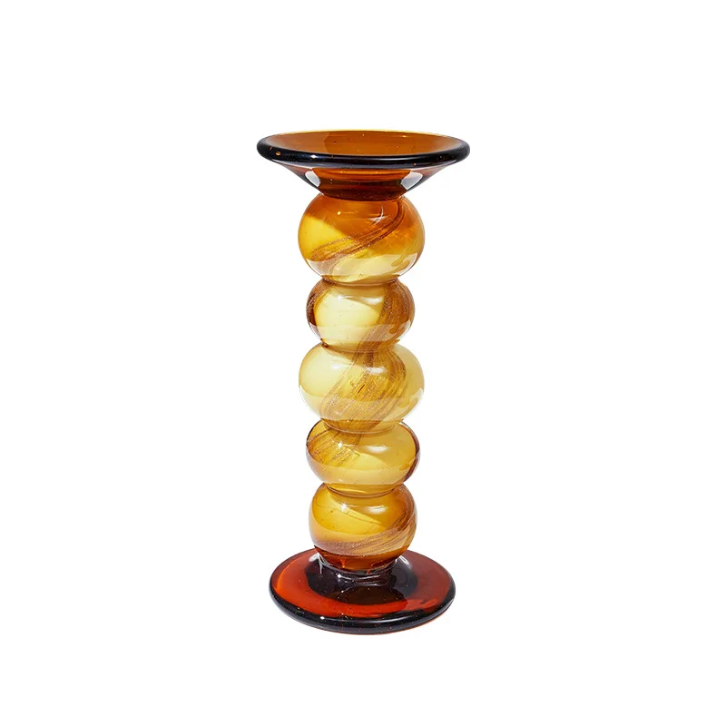 

Modern light luxury handmade amber glazed candlestick advanced medieval home decoration model room living room decoration