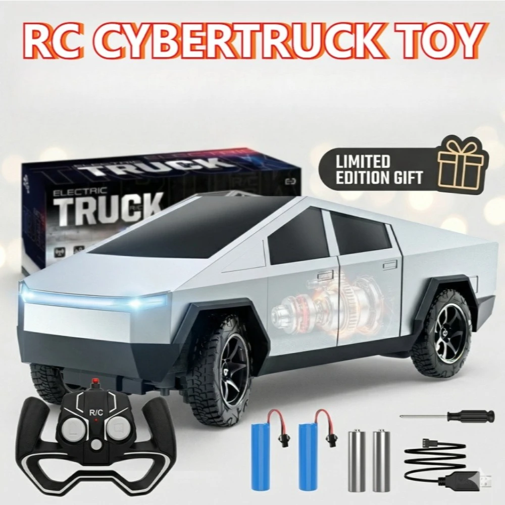 

1:12 Scale Cyber Pickup RC Car, 4WD Off-Road Vehicle with LED Lights, Electric Remote Control Toy Car, Birthday Gift for Boys