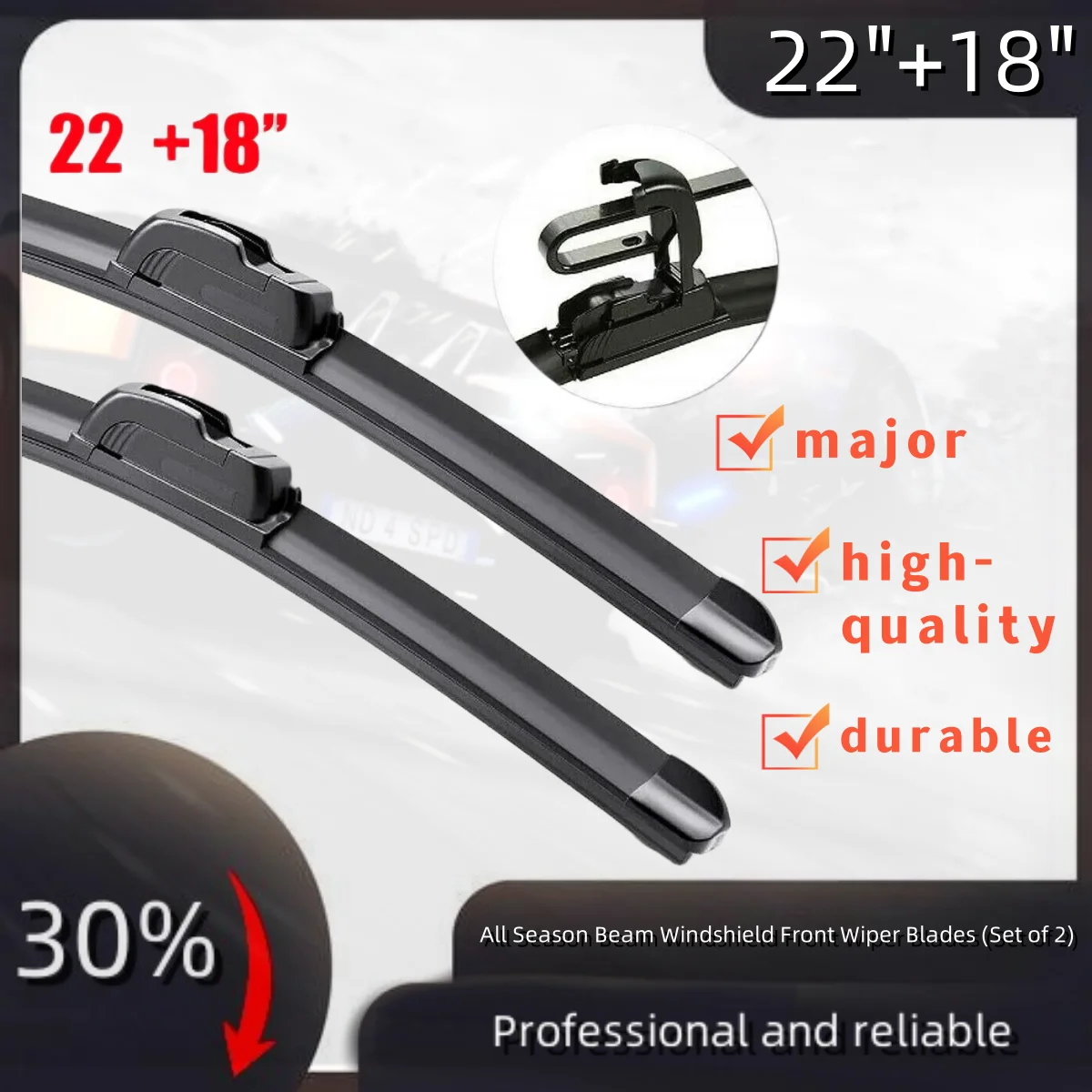 

HOOK Aero Wiper Blades Pair of 22inch (550mm) & 18inch (450mm)