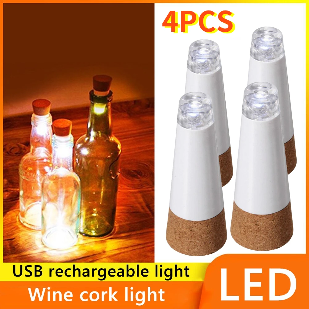 LED Rechargeable Fairy Bottle Lights Mini Cork Light Romantic USB Powered Cork Lamp Wine Bottles Party Decor Stopper Cap Lamp