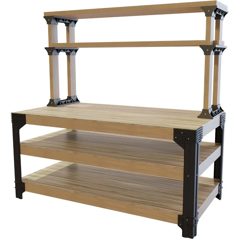 

%a Custom Work Bench and Shelving Storage System, Black