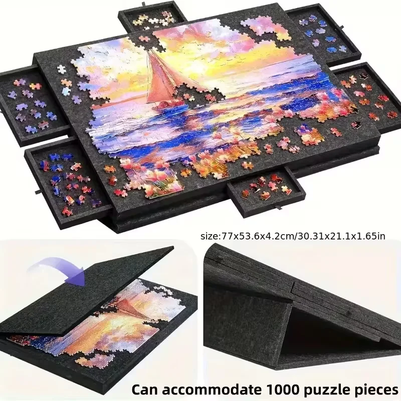 

1000 шт., фетровая доска, стол-головоломка, доска с крышкой кронштейна, портативная классификационная доска-головоломка с 6 ящиками, детский стол-головоломка