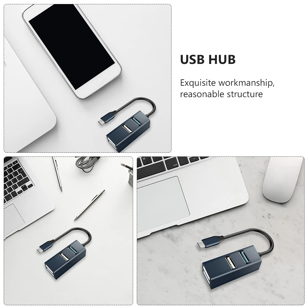 

4 Port Usb Hub Type-C Expansion Dock Holder Multifunction Adapter For Laptop 5Gbps Transmission Aluminum Alloy Heat Dissipation