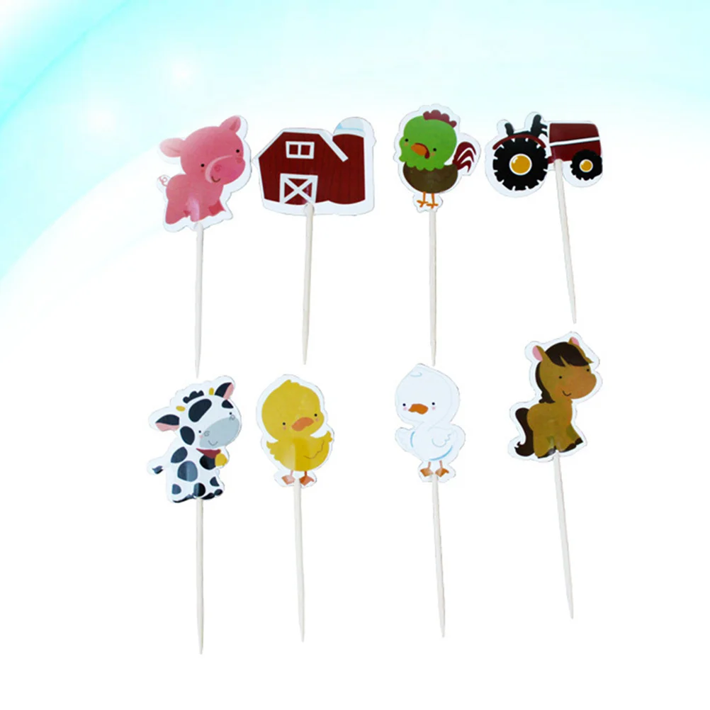 

24 Pcs Animal Farm Cake Cupcake Toppers Adorable Cake Decorating Supplies for Party Birthday cake flags