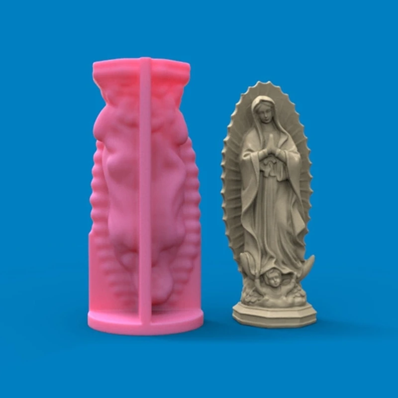 Molde silicona 3D para manualidades, vela aromaterapia, escultura Virgen María, molde fundición resina epoxi,