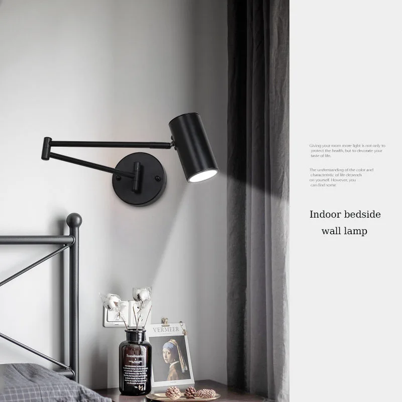 Imagem -02 - Nordic Led Wall Lamp For Bedroom Indoor Bedside Small Night Light Cob Button Switch Fixture Iluminação Moderna Decoração para Casa E27