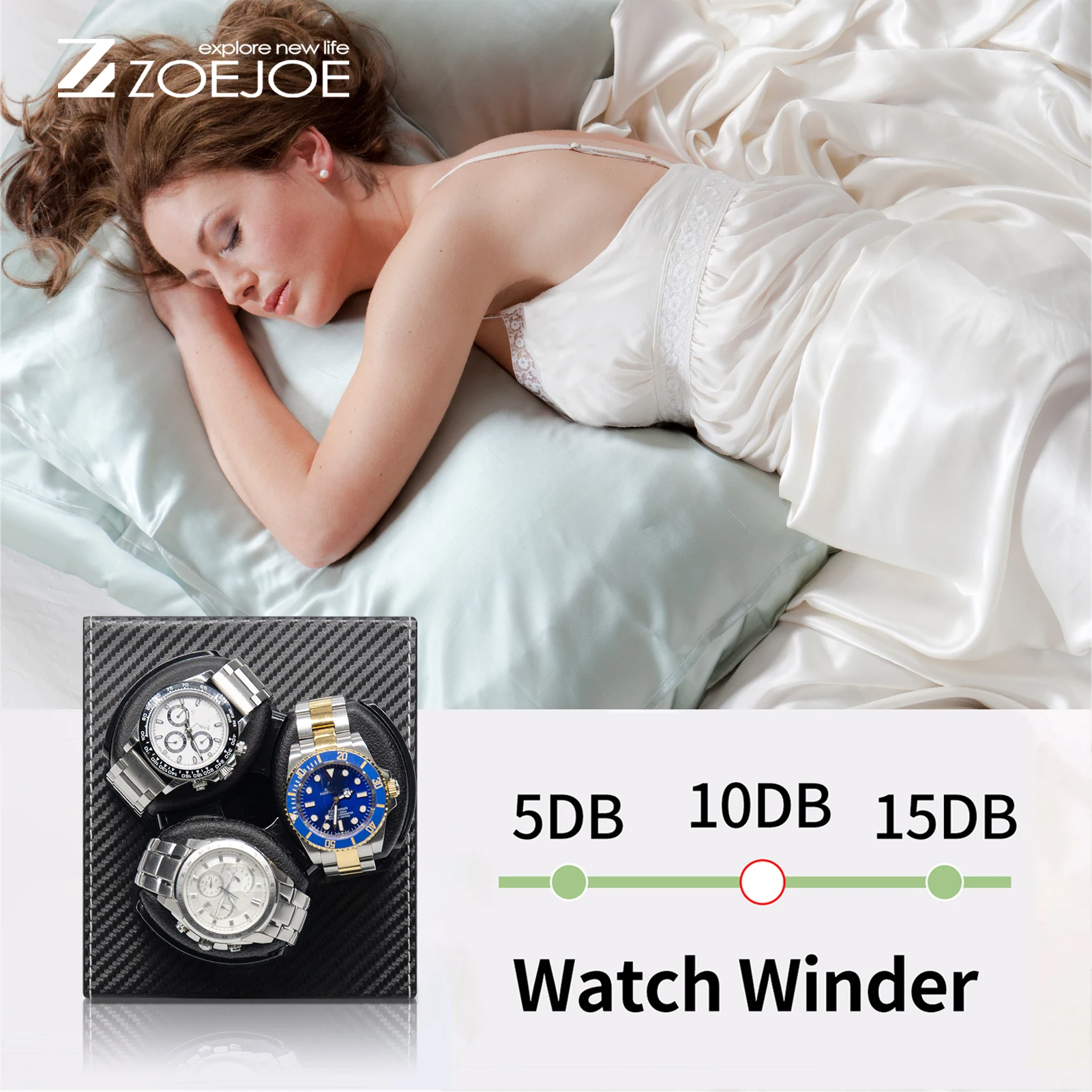 ZOEJOE 3 فتحات ماكينة لف ساعات أوتوماتيكية بولي Leather الجلود ألياف الكربون كابل يو اس بي مخدة ناعمة ملفاف ساعة هدايا عيد الميلاد للرجال والنساء