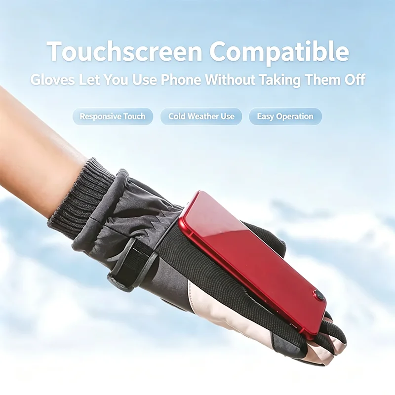1/2/3Pairs Winter Ski Snowboard Gloves Unisex Windproof Touch Screen Snow Sports Gloves Fleece Lined Warm Outdoor Gloves
