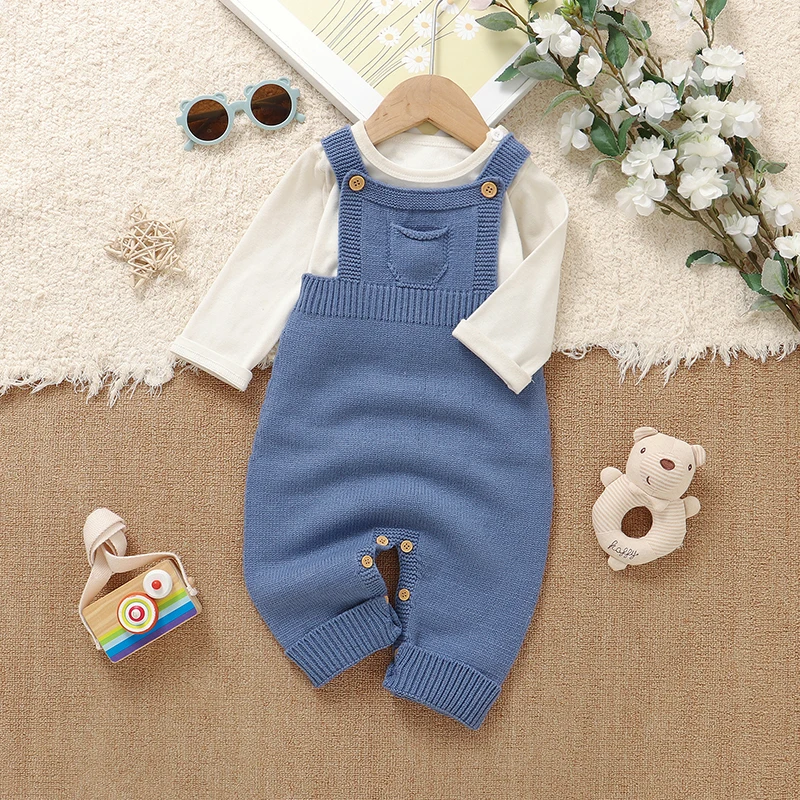 

Newborn Baby Romper Knit Girl Boy Jumpsuit Sleeveless Infant Kid Sling Clothes Fashion Solid Fall Overalls 0-18M Playsuit Summer