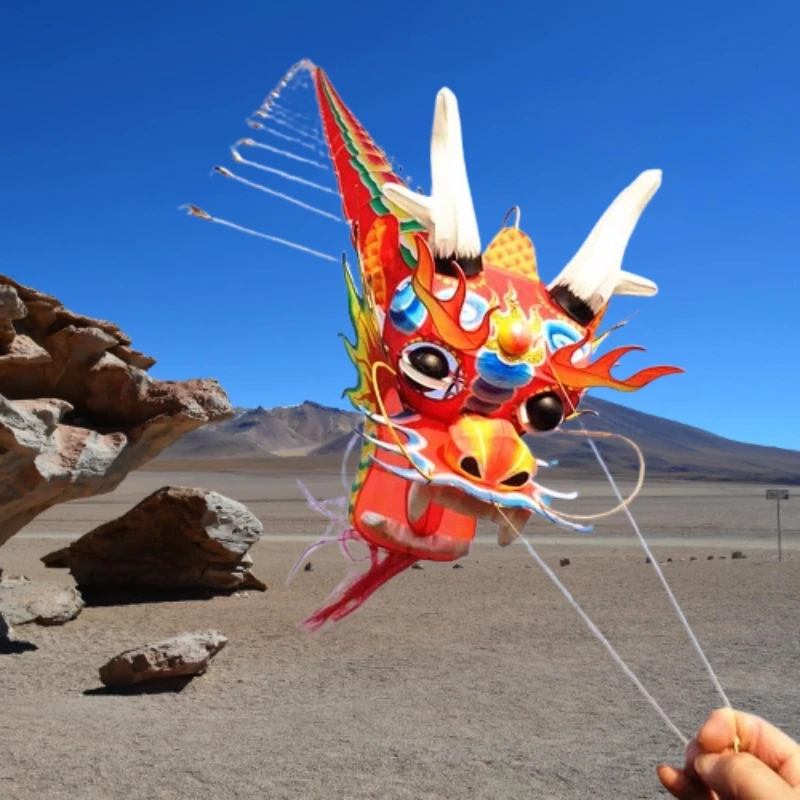 Chinese dragon kite flying traditional kite outdoor games professional kite spinning top with rope wind kite toys Paper kite fun