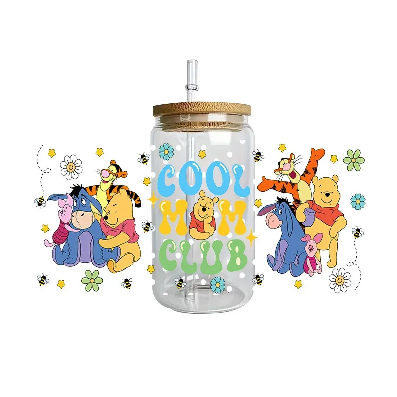 

Cartoon Bear Series easy peel waterproof DIY Decals 3D transfers uvdtf crystal stickers 16oz uv dtf cup wraps for Libbey Glasses